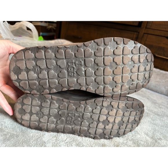 UGG Suede Leather Tall Boots Brown Bow Accents Leopard Print Trim Size 9 - Picture 7 of 7